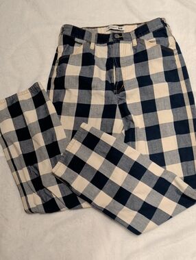 Uniqlo x JW Anderson Checkered Worker Jeans 25" / Size 2 Small Blue Denim Plaid